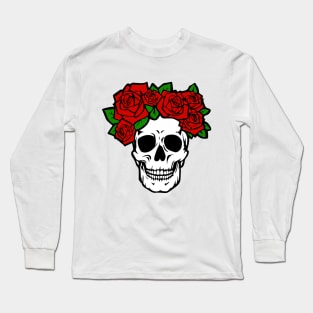 Funny Skull Roses Long Sleeve T-Shirt